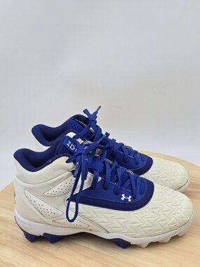 Under Armour Leadoff Mid RM 3.0 Jr 'Baseball Cleats Royal White Sz 3Y